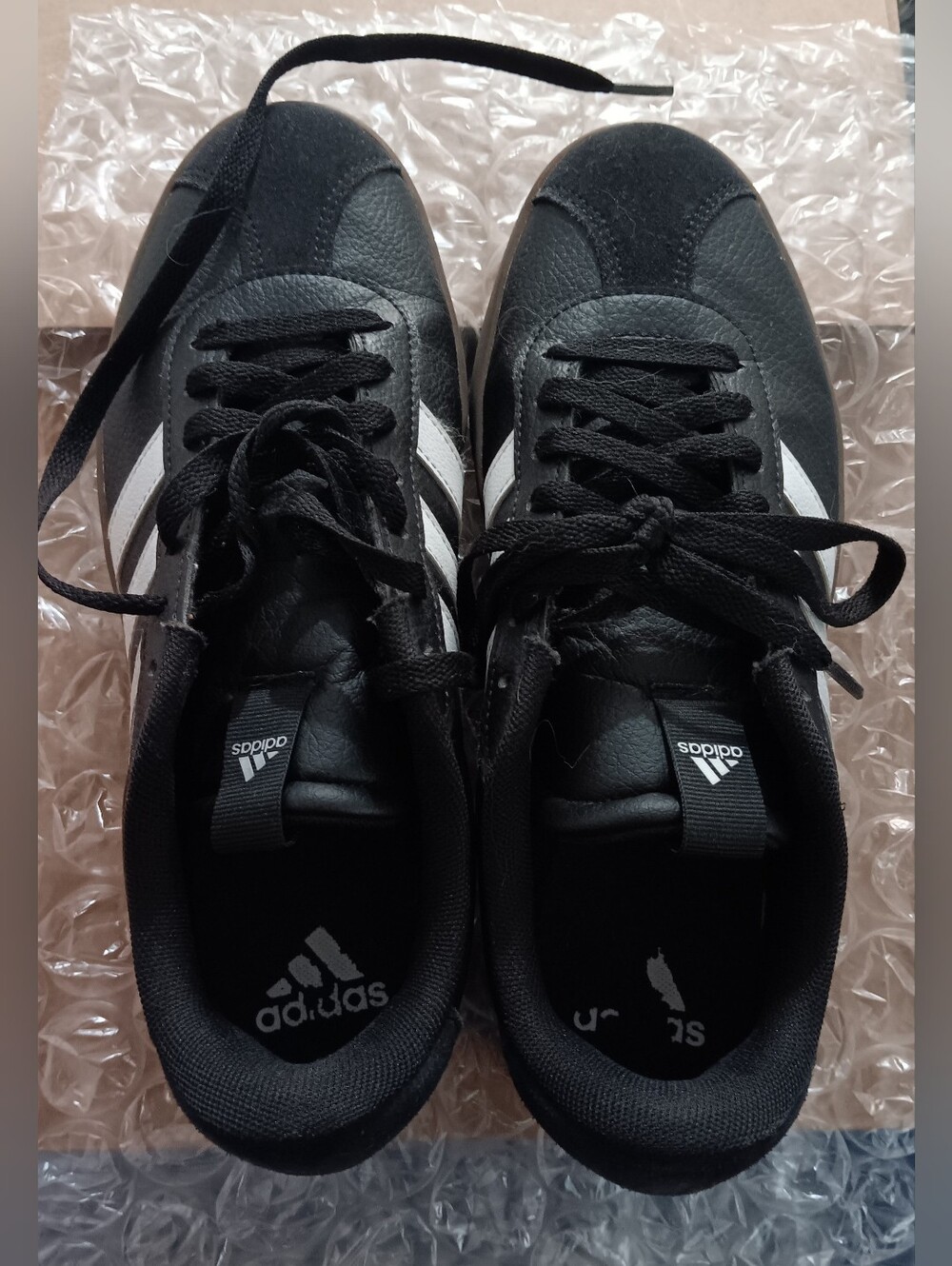 adidas Men’s Black Sneakers with White Stripes (EUC)